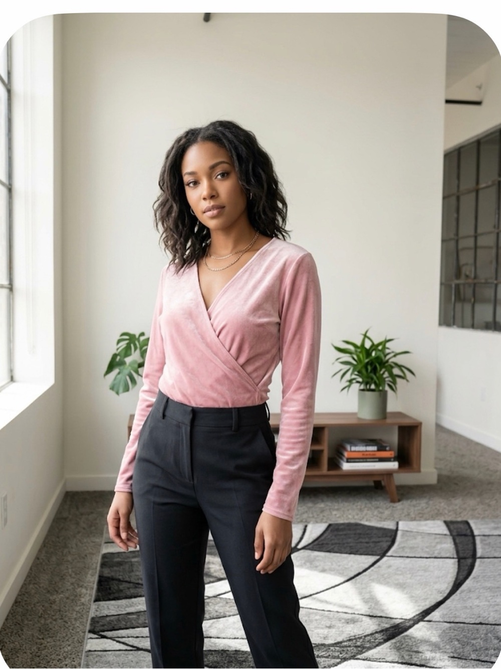 J. Crew Blush Pink Velvet Wrap Blouse